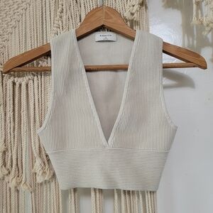 Aritzia Babaton Sculpt Knit Deep V Crop Top XS